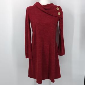 Anthropologie Aryeh Red Knit Long Sleeve Dress with Statement Collar Small